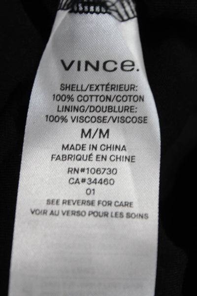 Vince Womens T-Shirt Dress Black Cotton Short Sleeve Round Neck Size M