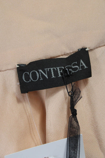 Contessa Womens Long One Shoulder Chiffon Dress Beige Size 42