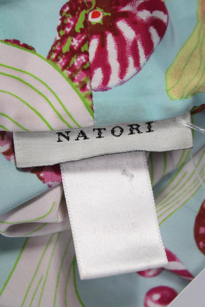 Natori Womens Kimono Dress Multicolor Graphic Print Long Sleeve V Neck Size L
