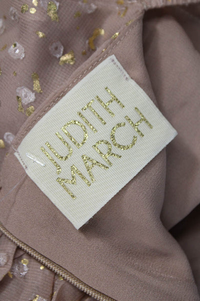 Judith March Women Fit & Flare Dress Beige Square Neck Long Sleeve Short Size M