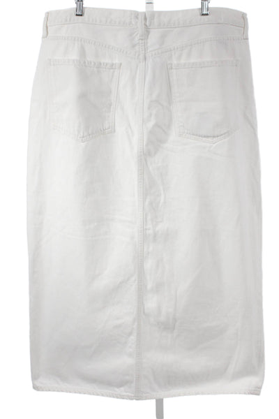 Agolde Womens Long Straight Pencil Skirt White Cotton Button Size 33