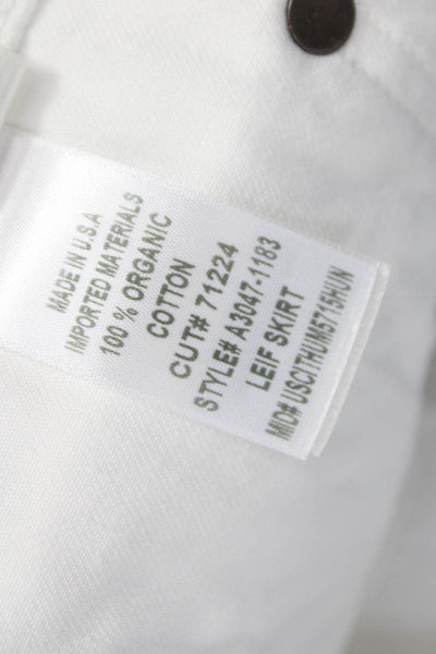 Agolde Womens Long Straight Pencil Skirt White Cotton Button Size 33