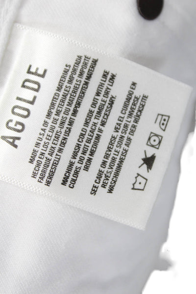 Agolde Womens Long Straight Pencil Skirt White Cotton Button Size 33