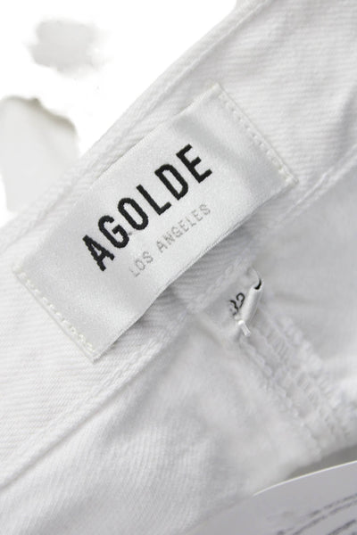 Agolde Womens Long Straight Pencil Skirt White Cotton Button Size 33