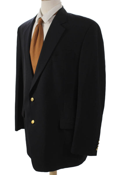 Brooks Brothers Mens Black Wool Blazer Button Size 48