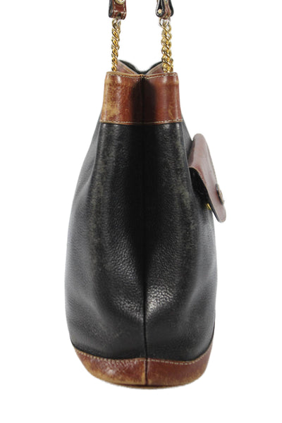 Bally Womens Leather Two-Toned Shoulder Bag Black