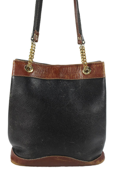 Bally Womens Leather Two-Toned Shoulder Bag Black