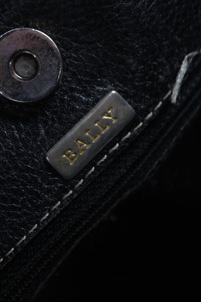 Bally Womens Leather Two-Toned Shoulder Bag Black