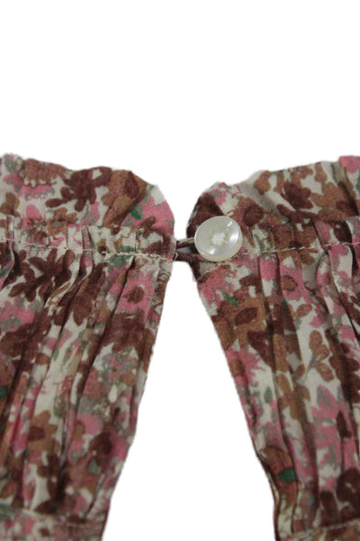 Birds of Paradis Womens A-Line Floral Ramie Mid-Calf Dress Short Sleeve Size XS