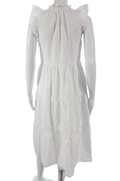 J Crew Womens Trapeze Swing Dress White High Neck Sleeveless Cotton Size 2XS