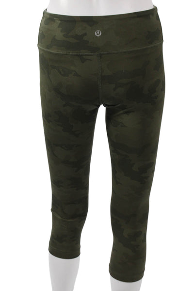 Lululemon Womens Capri Leggings Camouflage Green Nylon Size 4