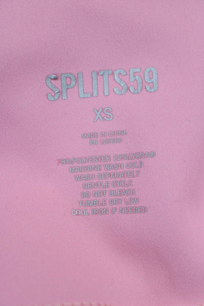 Splits59 Womens Ankle Leggings Pink Polyester Solid Pull On Size XS