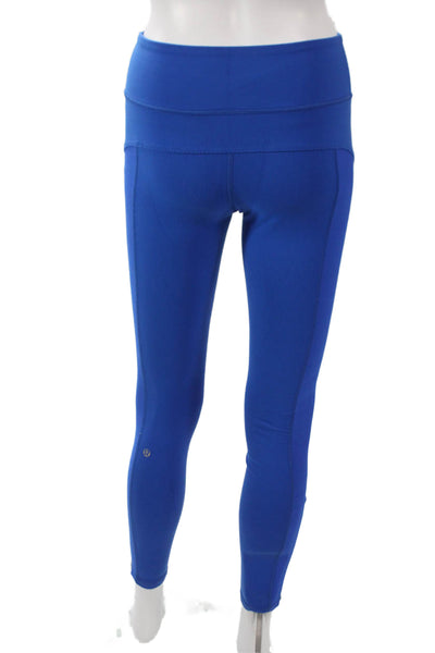 Lululemon Women Ankle Leggings Blue Nylon Solid Size 4