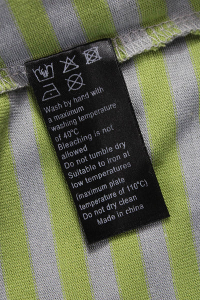 Lioness Women Cropped Striped V-Neck Green Short Sleeve T-Shirt Size M