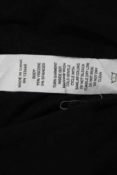 Splits59 Women Cropped Black Viscose Crew Neck T-Shirt Short Sleeve Size M