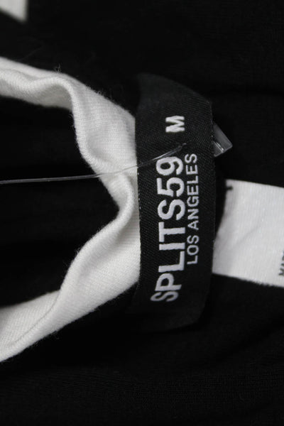 Splits59 Women Cropped Black Viscose Crew Neck T-Shirt Short Sleeve Size M