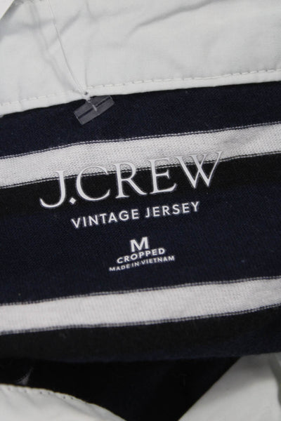 J Crew Womens Cropped Collared Striped Cotton Polo Long Sleeve Size M