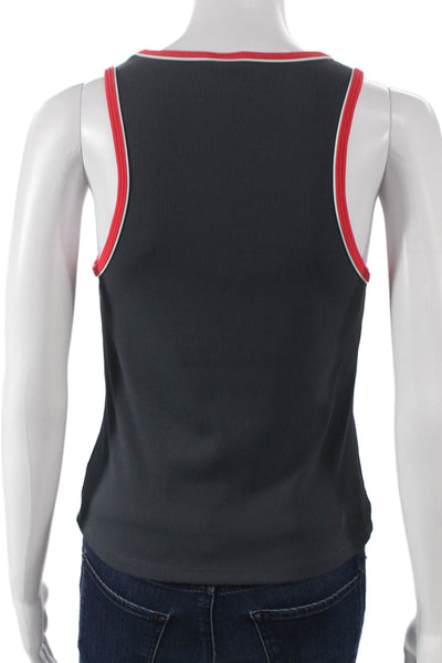 PE Nation Women Sleeveless Scoop Neck Basic Nylon Tank Gray Size L