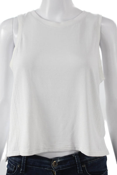 Lululemon Womens Cropped Sleeveless Tank White Nylon Crewneck Size S