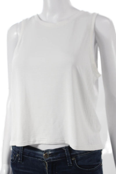 Lululemon Womens Cropped Sleeveless Tank White Nylon Crewneck Size S