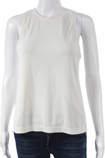 Lululemon Womens Striped Nylon Crew Neck Sleeveless Basic Tank White Size S
