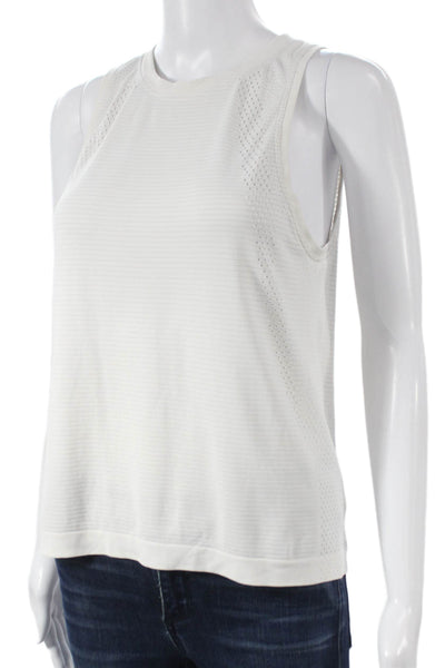 Lululemon Womens Striped Nylon Crew Neck Sleeveless Basic Tank White Size S