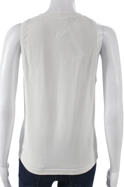 Lululemon Womens Striped Nylon Crew Neck Sleeveless Basic Tank White Size S