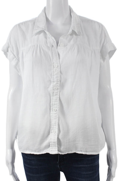 Aqua Womens Tencel Collared Sleeveless Button-Up White Size M