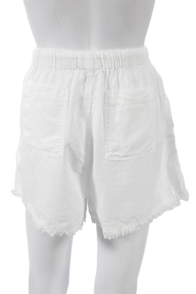 Aqua Women Paperbag Cotton Drawstring Shorts White Size M