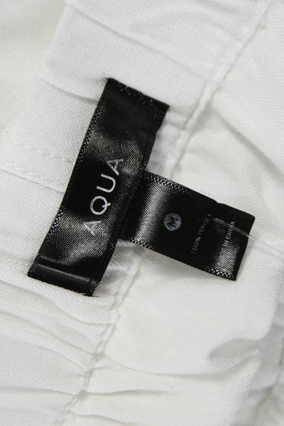 Aqua Women Paperbag Cotton Drawstring Shorts White Size M