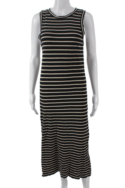 Rails Womens Maxi Dress Black Cotton Striped Crew Neck Sleeveless Size S