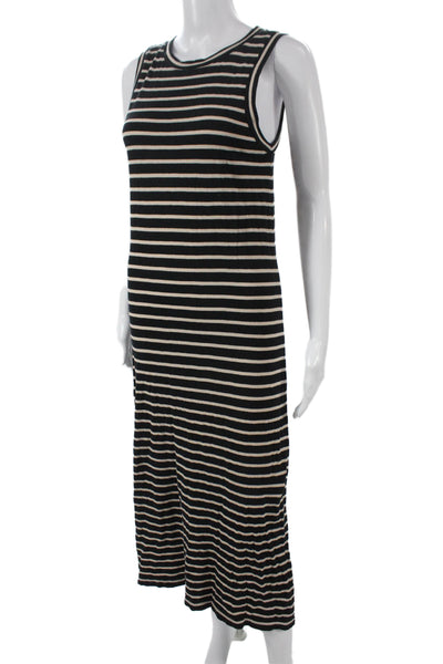 Rails Womens Maxi Dress Black Cotton Striped Crew Neck Sleeveless Size S