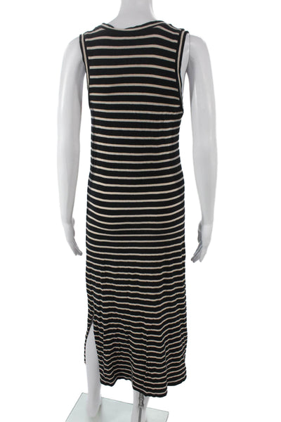 Rails Womens Maxi Dress Black Cotton Striped Crew Neck Sleeveless Size S