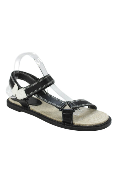 Zara Womens Contrast Stitch Detail Sandals Black Size 10