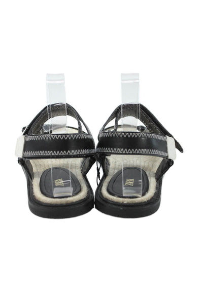 Zara Womens Contrast Stitch Detail Sandals Black Size 10