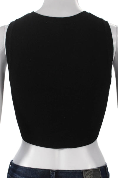 Zara Womens Cropped Tank Black Viscose Crew Neck Sleeveless Size S