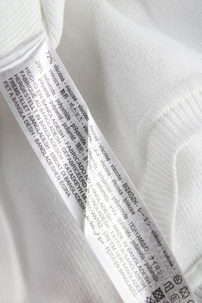 Zara Women Cropped White Viscose Crew Neck Short Sleeve T-Shirt Size S