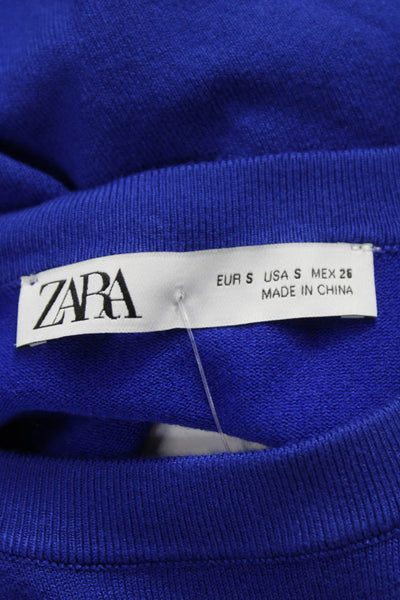 Zara Womens Blue Long Sleeve Pullover Sweater Crew Neck Polyester Size S