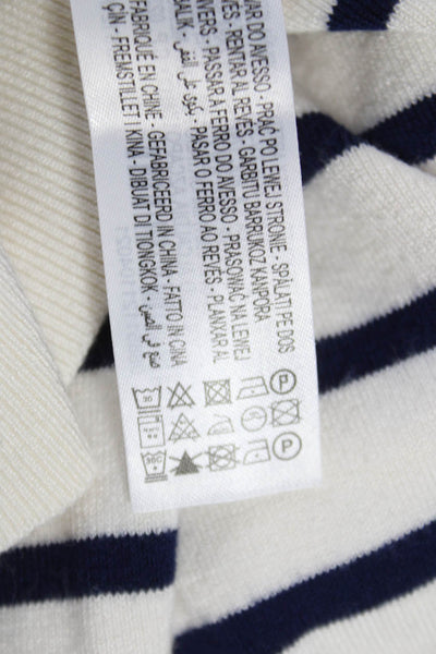Zara Women Pullover Sweater Ivory Striped Crew Neck Long Sleeve Size S