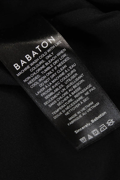 Babaton Womens Cropped Mock Neck Long Sleeve T-Shirt Black Size XS