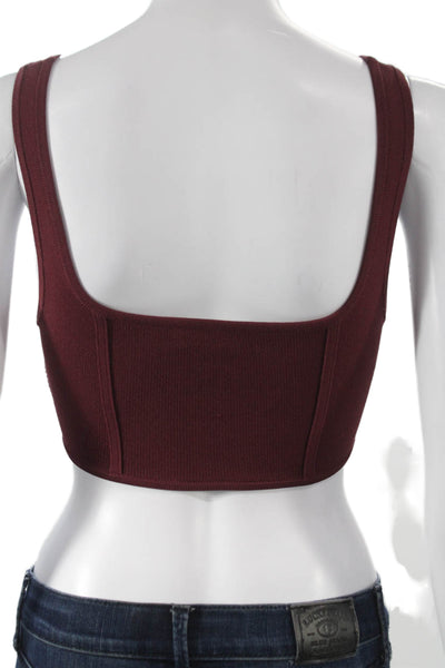 Babaton Womens Cropped Tank Red Square Neck Nylon Sleeveless Size 2XS