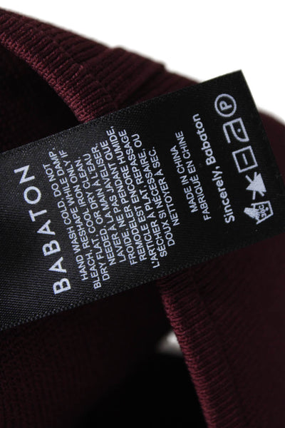 Babaton Womens Cropped Tank Red Square Neck Nylon Sleeveless Size 2XS