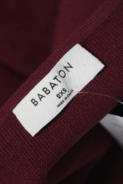 Babaton Womens Cropped Tank Red Square Neck Nylon Sleeveless Size 2XS