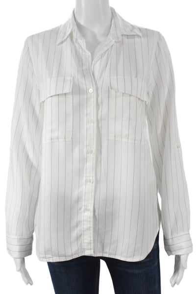 Babaton Womens White Tencel Collared Button Up Basic Top Long Sleeve Size XS