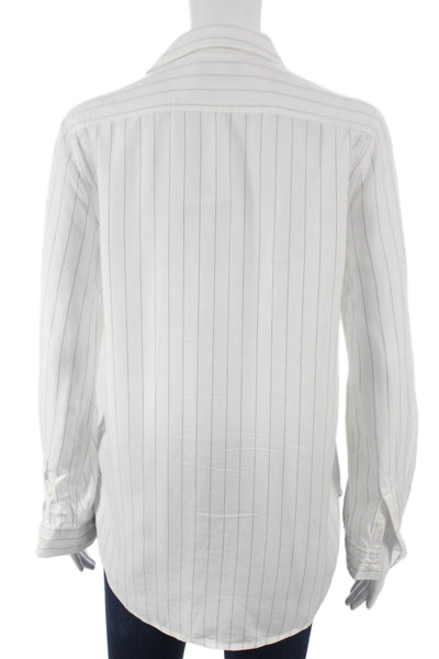 Babaton Womens White Tencel Collared Button Up Basic Top Long Sleeve Size XS