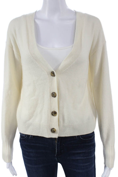 Intermix Womens Ivory Cashmere V-Neck Cardigan Long Sleeve Solid Size PP