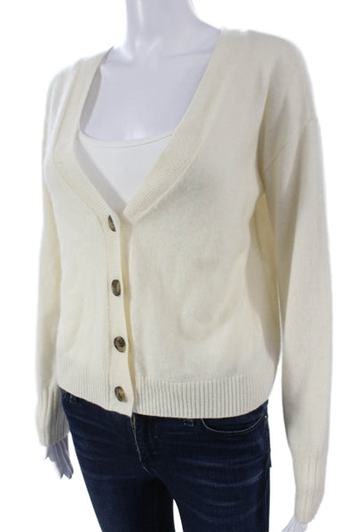 Intermix Womens Ivory Cashmere V-Neck Cardigan Long Sleeve Solid Size PP