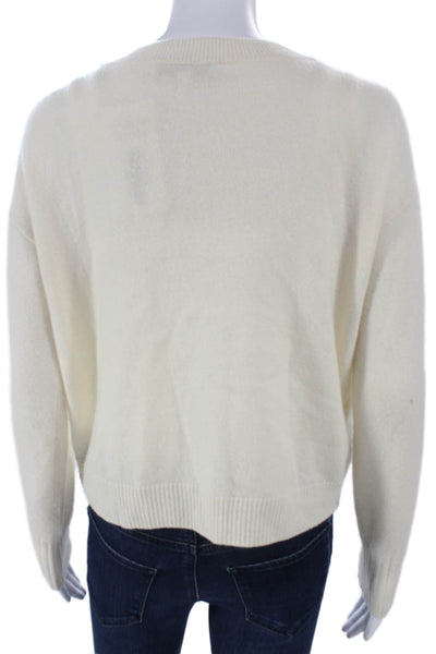 Intermix Womens Ivory Cashmere V-Neck Cardigan Long Sleeve Solid Size PP