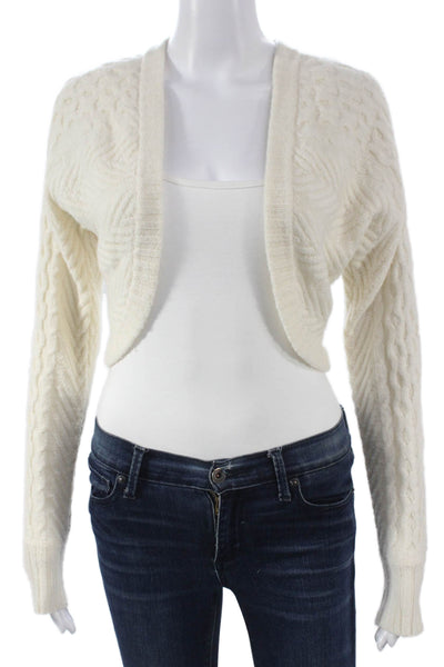 Intermix Women Ivory Cashmere Geometric Shrug Sweater Long Sleeve Size PP