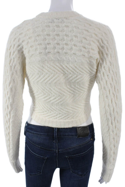 Intermix Women Ivory Cashmere Geometric Shrug Sweater Long Sleeve Size PP